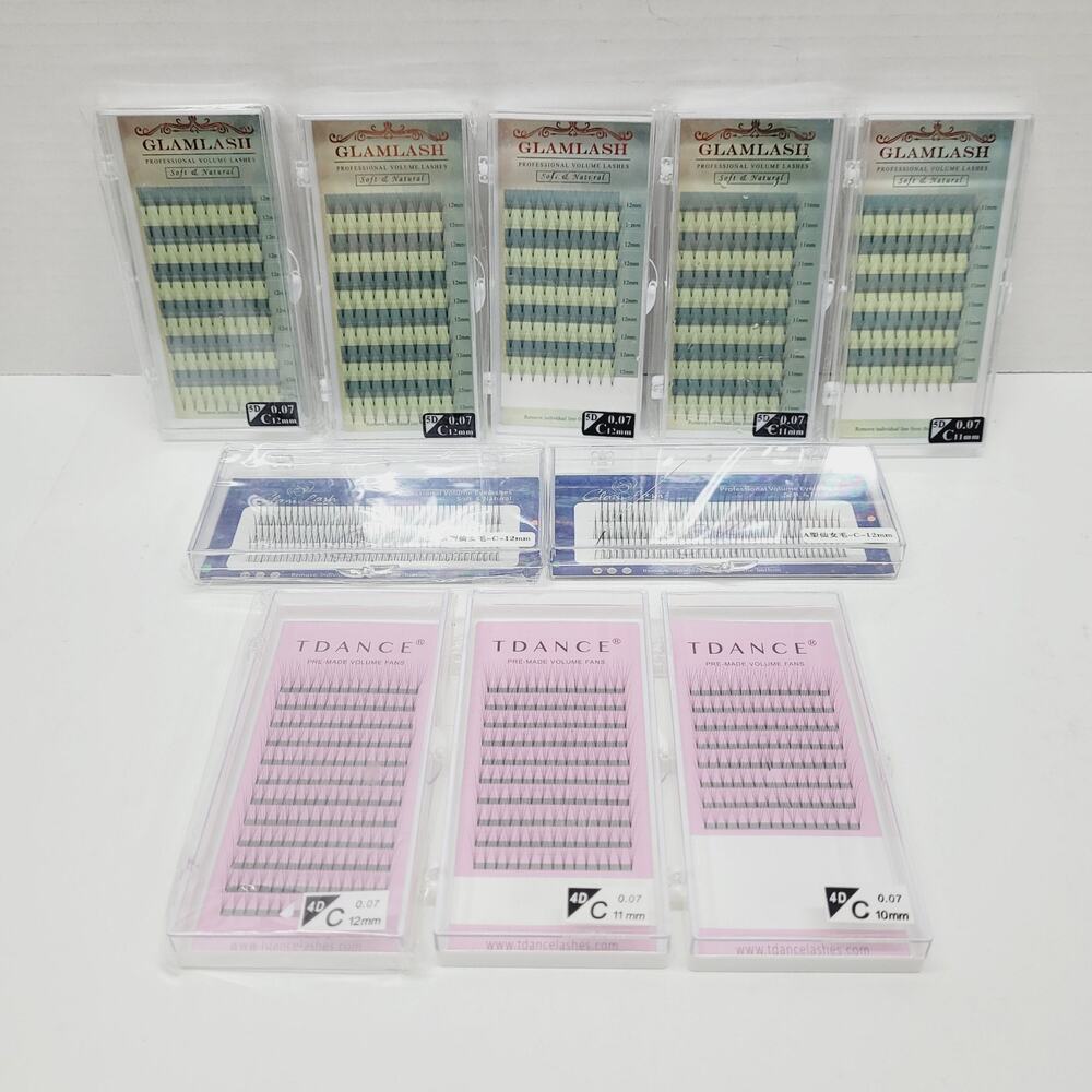 Eyelash Lash Extensions Mixed Lot of 10 Glamlash Tdance 10 11 12mm Soft Natural
